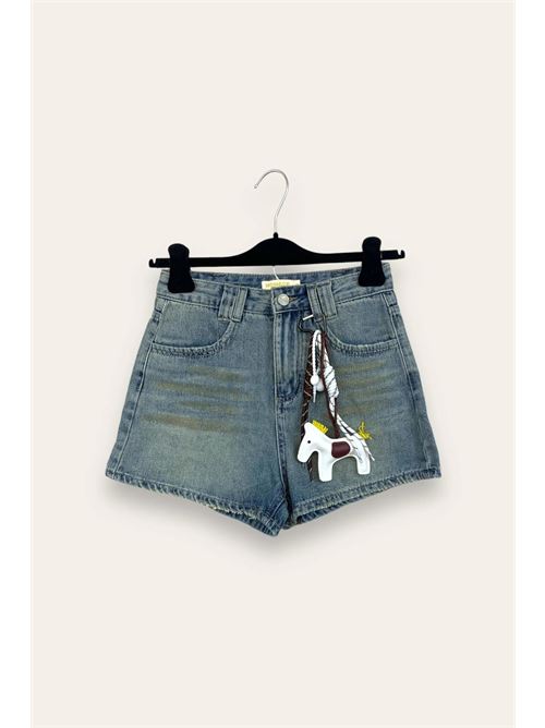 Short effetto vintage con portachiavi LOVEme | MN-12642/Blue Jeans
